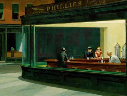 La obra de Hopper 'Los noctámbulos'.