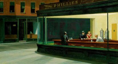 La obra de Hopper 'Los noctámbulos'.