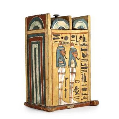 Caja de ushebtis de Khabekhent. Madera policromada. Deir el Medina, Tebas (Luxor, Egipto). Dinastía XIX, reinado de Ramses II (1279 a.C.)