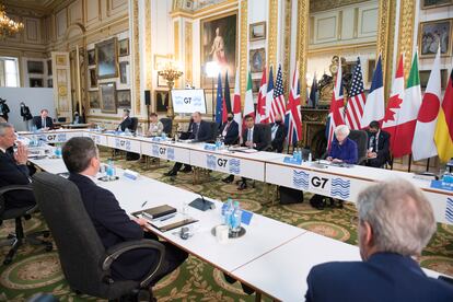 Los ministros de Finanzas del G-7 en la reunión mantenida en Alemania este viernes.
