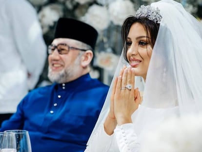 Mohamed V de Kelantan y Rihana Oksana Voevodina, en su boda rusa celebrada en Moscú a finales de noviembre de 2018.