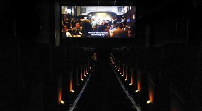 An original-version movie being projected in one of Alta Films' Renoir cinemas.