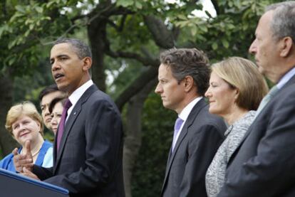 Barack Obama, durante su comparecencia ayer en la Casa Blanca para valorar el dato del paro en agosto.