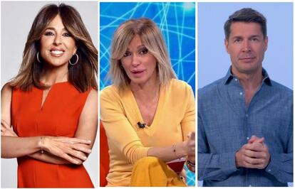 Ana Terradillos (izquierda), a cargo de 'La mirada crítica'; Susanna Griso, presentadora de 'Espejo público'; y Jaime Cantizano, al frente de 'Mañaneros': las mañanas televisivas de la nueva temporada.