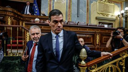 Pedro Sánchez, en el Congreso, el día de la fallida votación de la ley de amnistía, el 30 de enero.