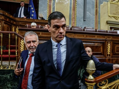 Pedro Sánchez, en el Congreso, el día de la fallida votación de la ley de amnistía, el 30 de enero.