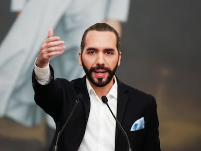 Imagen de archivo de el presidente de El Salvador, Nayib Bukele, durante una conferencia en San Salvador.