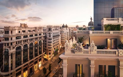 Vista del ático de Gran Vía, 30, en Madrid.