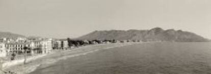 Panorámica antigua de la playa de Levante de Benidorm.