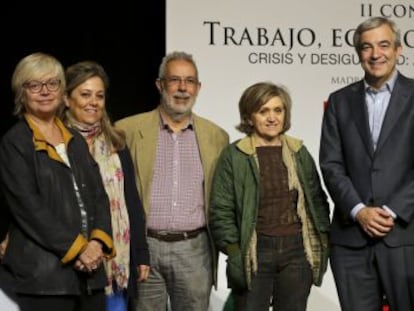 Representantes de Podemos, Ciudadanos, IU, PSOE y el PP, este jueves.