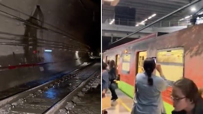 Usuarios de la Línea 12 del metro capturaron imágenes de un escurrimiento de cemento dentro de las instalaciones.