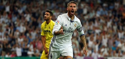 Ramos celebra su gol al Villarreal.