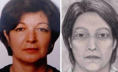 Imagen del archivo policial de Blanca Otero Álvarez y retrato robot de “la Dama del Camello”.