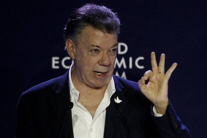 Santos, durante el Foro Econ&oacute;mico Mundial, la pasada semana. 