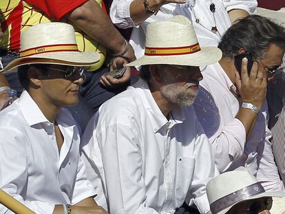 Mariano Rajoy, en el partido de dobles de la Copa Davis en Córdoba.