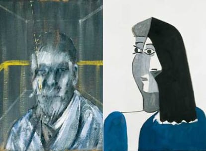 A la izquierda, <i>Study for a portrait</i><b> (1962), de Bacon. A la derecha, </b><i>Tête de femme</i><b> (1963), de Picasso.