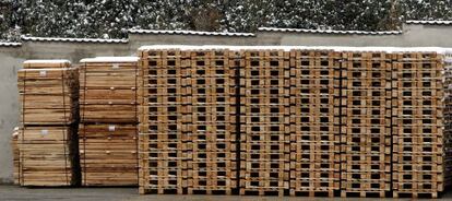 Productos de madera de un aserradero certificado en Valsaín (Segovia).