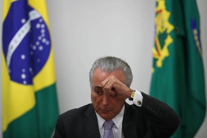 O presidente interino Michel Temer, no Pal&aacute;cio do Planalto. 