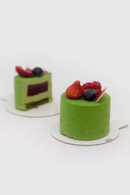 Las tartas de té matcha y frambuesas de Takashi Ochiai.