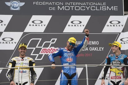 Luthi, Pasini y Márquez, en el podio del gran premio de Italia.