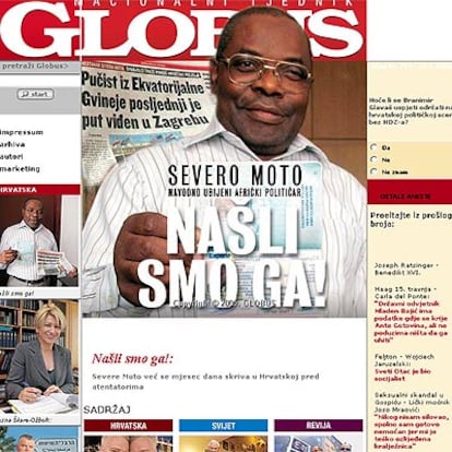Portada del semanario croata <i>Globus</i> en la que aparece Severo Moto.