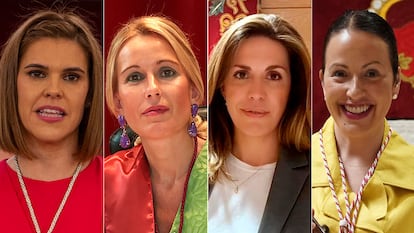 Desde la izquierda, Judith Piquet, alcaldesa de Alcalá; Rocío García, de Alcobendas; Paloma Tejero, de Pozuelo, y Lucía Fernández, de San Sebastián de los Reyes