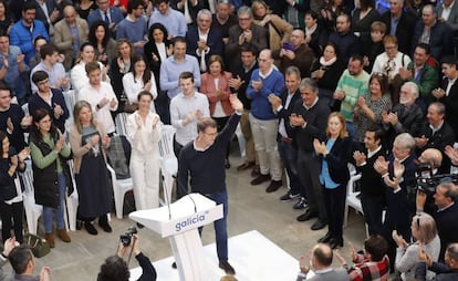 Galician premier Alberto Núñez Feijóo at a Popular Party rally.