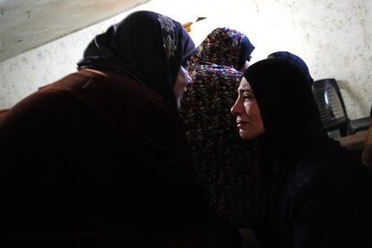 Malak Jatib, 34, receives condolences at her home in Jenin refugee camp (West Bank) for the death of her son Musa, 16, after he was shot while in the Khalil Suleiman hospital. 