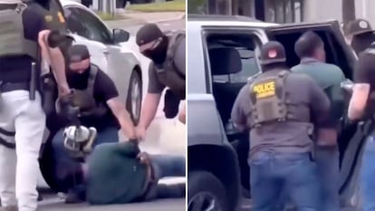 Momento en el que Narciso Barranco es detenido por miembros de la Patrulla Fronteriza en Santa Ana, California.
