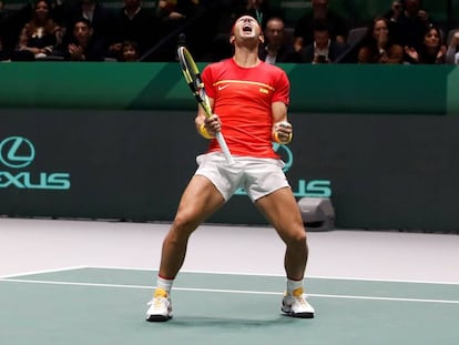 Rafa Nadal, tras ganar la semifinal de la Copa Davis frente a Gran Bretaña.