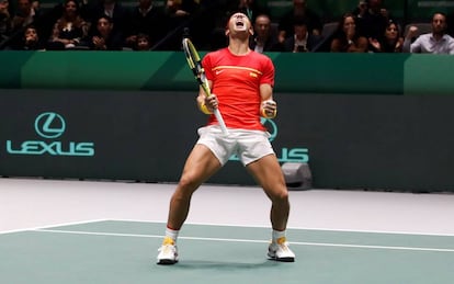 Rafa Nadal, tras ganar la semifinal de la Copa Davis frente a Gran Bretaña.