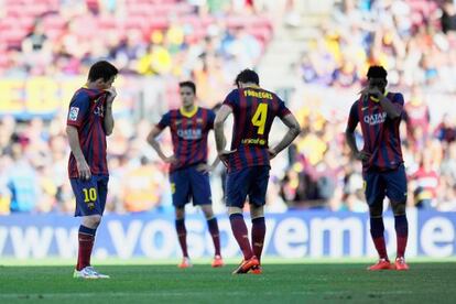 Messi, Bartra, Cesc y Song, tras el empate del Getafe