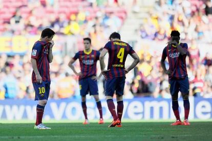 Messi, Bartra, Cesc y Song, tras el empate del Getafe 