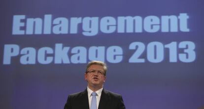 El comisario europeo de Ampliación, Stefan Füle, hoy.