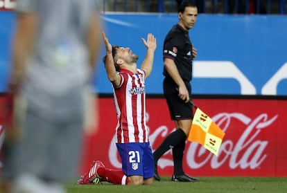 Diego celebra su gol contra la Real.