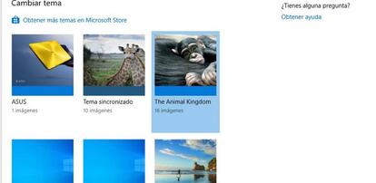Selección de Temas en Windows 10