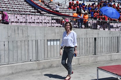 Marcela Cubillos al inaugurar las Olimpiadas Escolares de Colegios Particulares Subvencionados, el 20 de noviembre de 2018.