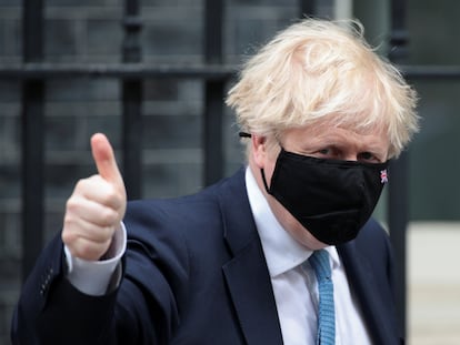 Boris Johnson, este miércoles, sale de Downing Street