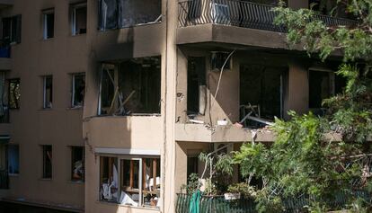 Parte interior del edificio desde donde se originó la explosión .