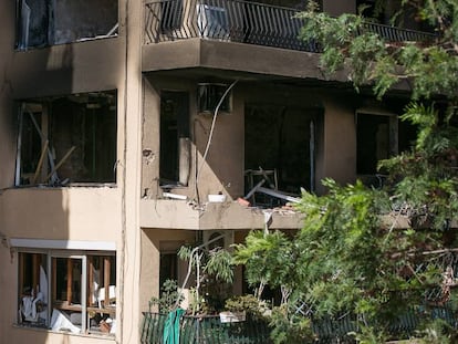 Parte interior del edificio desde donde se originó la explosión .