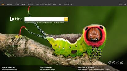 Tela inicial do Bing, o site de buscas da Microsoft.