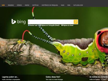 Tela inicial do Bing, o site de buscas da Microsoft.