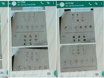 Imágenes de WhatsApp distribuidas por CC OO con el examen de Metro.