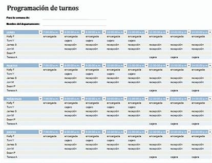 Programación de turnos en el trabajo.