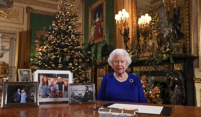 A rainha Elizabeth II, em sua mensagem de Natal no Castelo de Windsor, em dezembro de 2019.