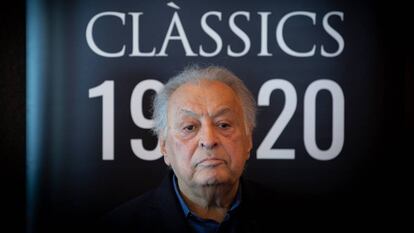 El director d'orquestra Zubin Mehta, durant la roda de premsa prèvia al concert a Barcelona.