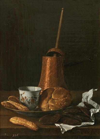 Luis Egidio Meléndez (1716–1780), Bodegón con servicio de chocolate y bollos (1770).