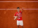 Tennis - French Open - Roland Garros, Paris, France - October 9, 2020 Serbia's Novak Djokovic celebrates after winning his semi final match against Greece's Stefanos Tsitsipas REUTERS/Gonzalo Fuentes