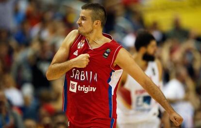 Nemanja Bjelica celebra una canasta.