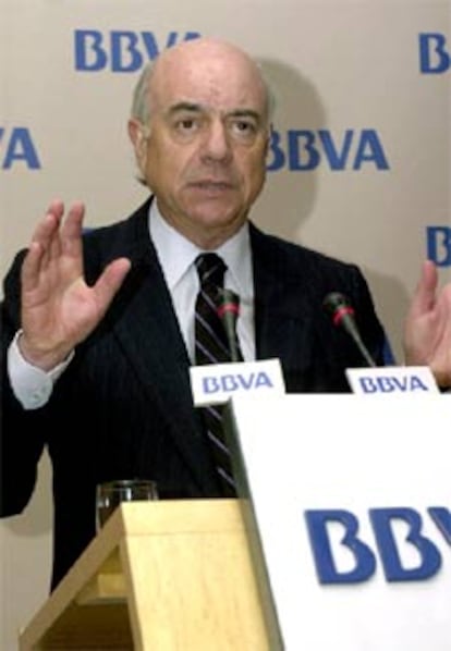 Francisco González, hoy en la presentación de resultados del BBVA.